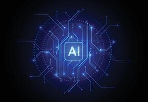 Artificial intelligence chipset on circuit board in futuristic concept technology artwork for web, banner, card vector