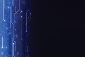 Abstract blue glowing line technology circuit board background design. Communication dot and line speed internet vector