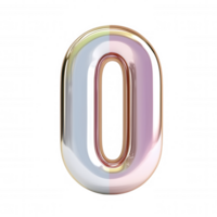 3d icon Number background with glossy pink and blue colors, ideal for sweet and dreamy compositions with transparent zero png