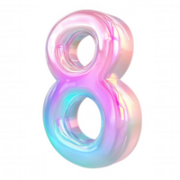 3d icon Iridescent element numeral eight holographic against transparent backdrop, showcasing modern graphic design floating png