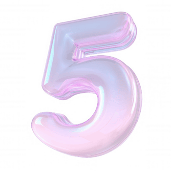 3d ikon glansig rosa siffra fem på transparent bakgrund, highlighting numerisk sekvens och grafisk design mångsidighet png