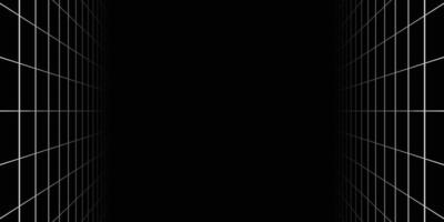Wireframe black background. perspective grid. Box with digital space. vector
