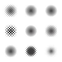 Circle halftone collection. Round black gradient halftone dots elements. vector