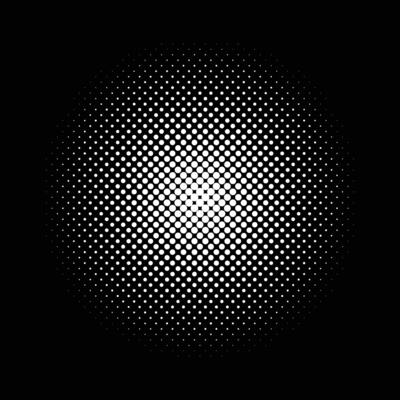 Circle halftone dots backgrounds, round halftones geometric dots gradient.