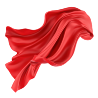 3d Dynamic red fabric gracefully flowing against color transparent background, showcasing elegant movement and vibrant a in a digital design png