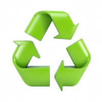3d ícone texturizado verde reciclando ícone representando eco amigáveis compromisso, simbolizando sustentabilidade com tecido gostar textura, em Claro fundo png