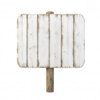 Aged white providing sign with weathered texture, wooden blank space for text against transparent backdrop, displaying rustic character png