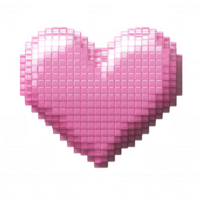 3d icon Pixel heart glowing in representing pink, vibrant emotional connection with soft volumetric rendering and transparent backdrop png