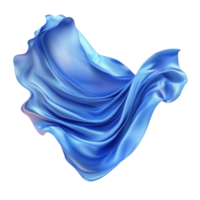 Dynamic 3d blue fabric gracefully flowing against a transparent background, showcasing movement and elegance digital a in art style png