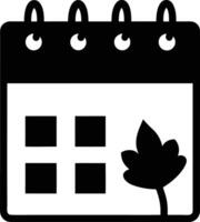 Calendar icon with a leaf and a square vector
