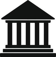 A black and white image of a building with columns vector