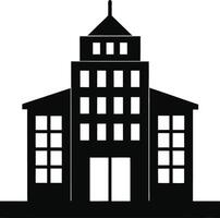 A black and white building icon on a white background vector