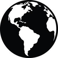 A black and white globe with a white outline vector