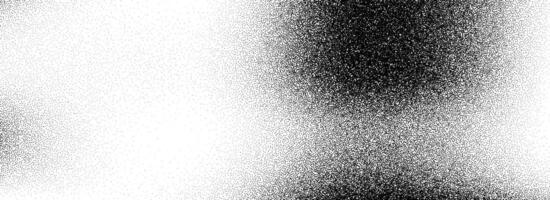 Stippled grain texture background. Black sprayed dot gradient wallpaper. Rough noisy sand dotted backdrop. Gritty rubbed distressed speckle and grit particle overlay for poster, flyer, banner vector