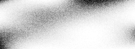 Stippled grain texture background. Black dotted noisy gradient wallpaper. Rough grungy sand dot backdrop. Gritty distressed speckle and grit particle overlay for poster, flyer, banner vector