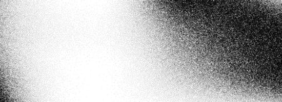 Stippled grain gradient texture background. Black dotted noisy gradation wallpaper. Rough grungy sand dot backdrop. Gritty distressed speckle and grit particle overlay for poster, flyer, banner vector