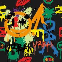 Abstract bright, seamless graffiti pattern. Graphic design for textiles vector