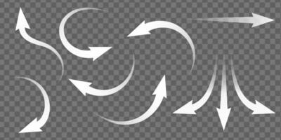 white arrows showing air flow direction, isolated on background. vector