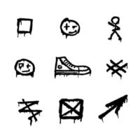 Big collection of graffiti spray pattern. Colorful symbols, and stroke with spray texture vector