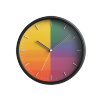 Artistic Rainbow Color Wall Clock with Bold Numbers on Transparent Background png