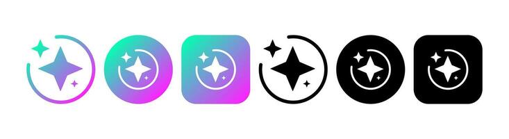 Artificial Intelligence Colorful Stars Button Icon, AI App Logo Set Illustration vector