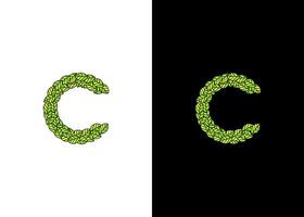 initial c with leaf idea logo design vector