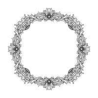 decorative vintage frame with flora engraving ornament vector