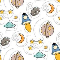 seamless pattern with space rocket illustration art vector