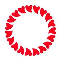 Round frame with red hearts. Heart border for design and decoration. For invitations, Valentine, cards and festive decor. Space for text. vector