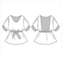 Blouse template seam lines the design is ideal Featuring front and back vector