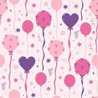 Seamless pattern with pink and purple balloons. graphics vector