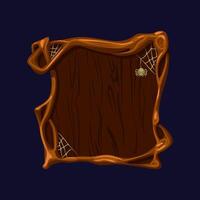 Spooky Halloween frame tree design isolated for print, decoration, element design and background. Wood avatar frame with spider for game or slot symbols vector