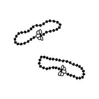 Hand drawn doodle simple two matching bracelets with beads and halves of one flower. Couple bracelets, friendship and love symbol. Isolated on white background vector