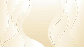 Abstract beige luxury wave background with gold lines, minimalist design vector
