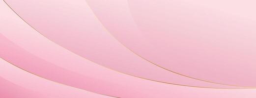 Abstract Pink Smooth Curve Banner Background with Gold Lines vector