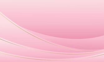Minimalist pink curve background with gold lines vector