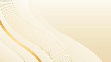 Elegant beige luxury wave background with gold lines. Abstract design vector