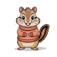 Cheerful Cartoon Rodent Wearing A Cozy Orange Sweater Smiling With Hands Clasped Together on Transparent Background png