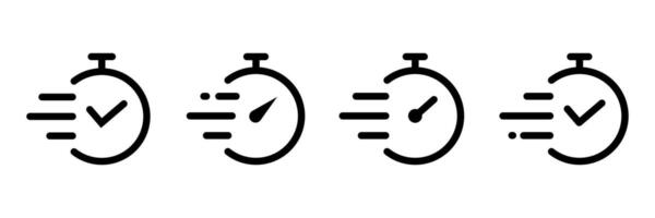 Speed time icon. Rapid line symbol. Stopwatch fast icon. Quick time icon. Fast delivery icon. Time sign. vector
