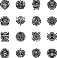 A set of black and white emblems on a white background vector