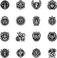 Set of black and white emblem icons vector