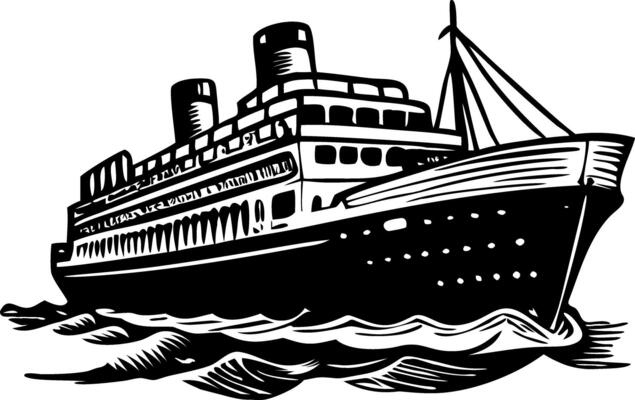 An illustration of vintage cruise designed in sketchy style