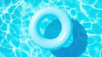An inflatable ring floating in a pool photo