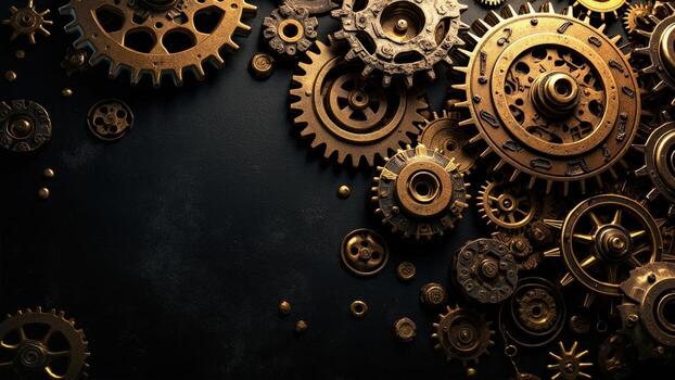 Steampunk gears background with copy space photo