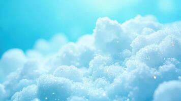 A close up of snowflakes on a blue sky photo