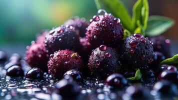 A close up of some berries with water droplets photo