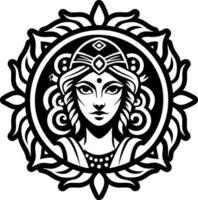 The goddess of the sun in a circular design vector