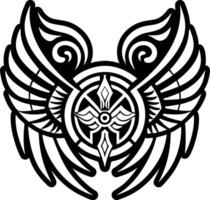 A tattoo design with wings and a cross vector