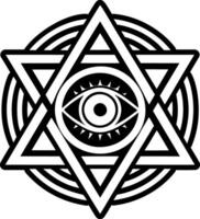 An all seeing eye in a star of david vector