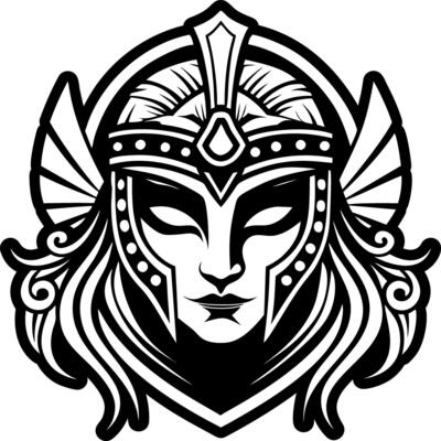 A solid style icon showing penthesilea warrior tattoo